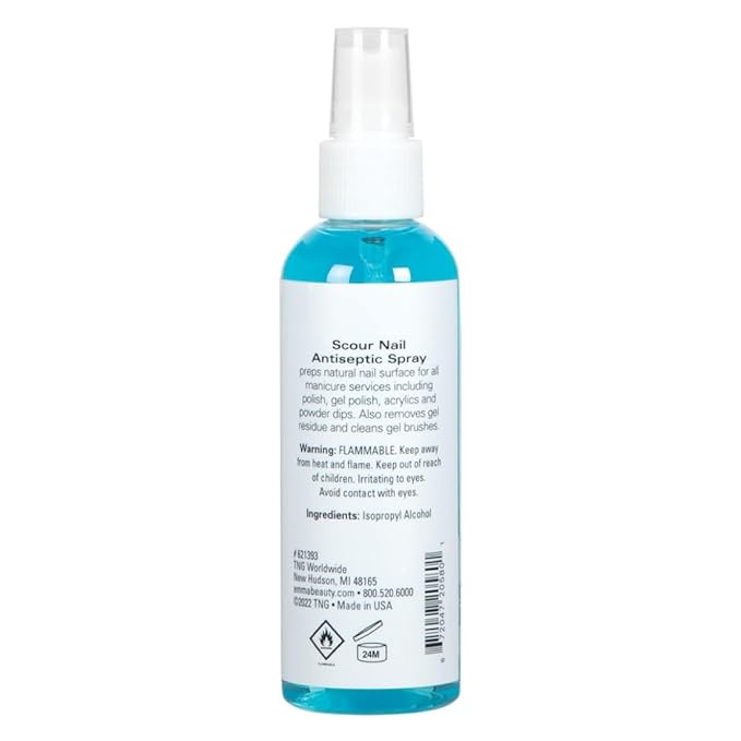 EMMA Beauty Scour Nail Antiseptic Spray, Nail Surface Cleanser and Cleaning Solution, 12+ Free Formula, 100% Vegan & Cruelty-Free, 3.3 oz.
