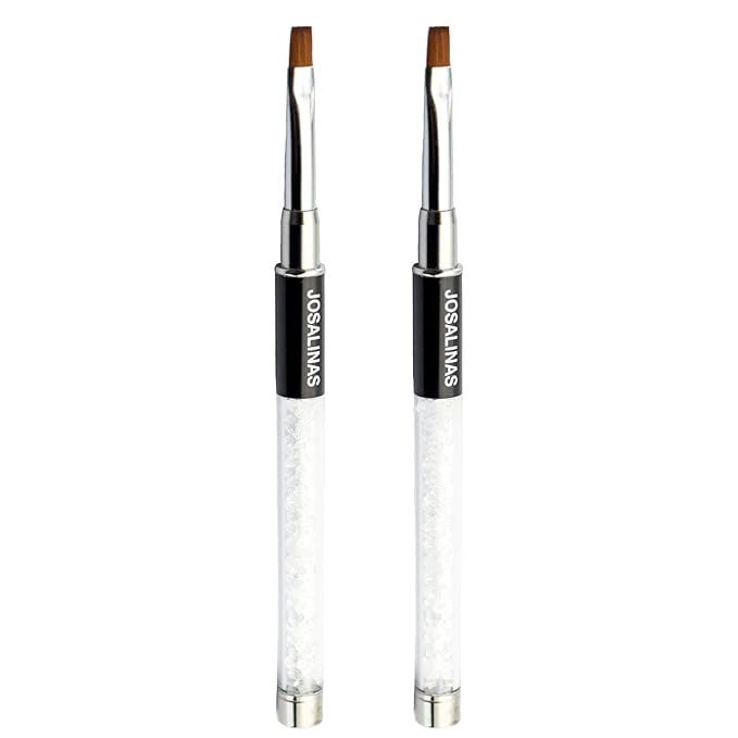 Nail Brushes Art Pen 2PCS, Gel Polish Painting Tools with Nail Extension Gel Builder, Salon at Home DIY Manicure (Black-Flat#6)