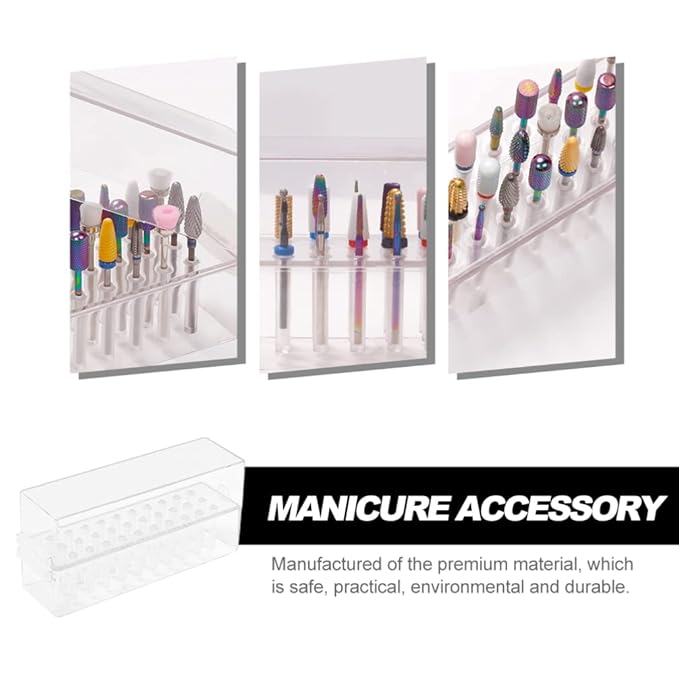 Sturdy Nail Drill Bits Box 30 Hole Storage Case Grinding Head Holder Manicure Tool Display