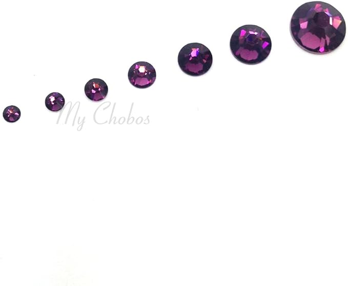 AMETHYST (204) purple violet 144 pcs Swarovski 2058/2088 Crystal Flatbacks purple rhinestones nail art mixed with Sizes ss5, ss7, ss9, ss12, ss16, ss20, ss30