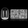 Extra Thick Short Oval Nail Tips, Natural Curve Strong Clear Pre-etched Press on Nail Gel Extension, Full Cover False Nail Tipsfor Acrylic French Salon DIY 15 Sizes 360 pcs