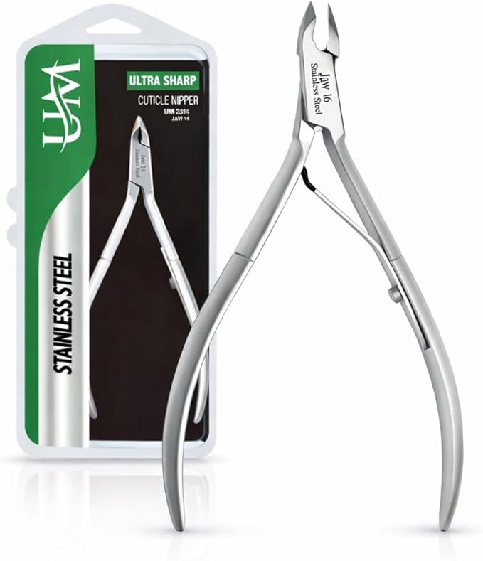 UM Supplies Cuticle Trimmer | Hangnail Remover | Extremely Sharp | Professional Cuticle Nippers | Stainless Steel | Cuticle clippers | Pedicure Manicure Tool (jaw 16) 6mm