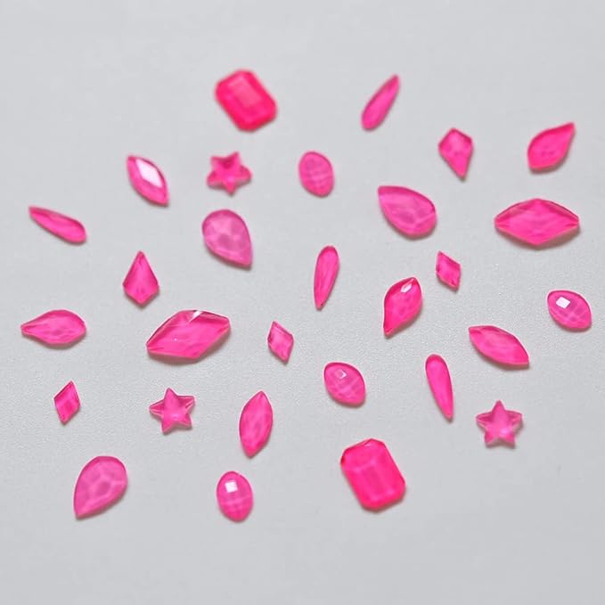 820pcs Mix Shape Neon 3D Nail Gem Luminous Party Charms Flatback Stone Iridescent Rhinestone Decoration DIY Accessory for Nail Designer Tech Bulk Pack