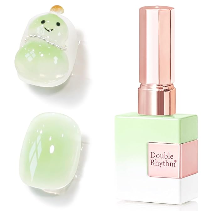 Double Rhythm 0.52Oz Nail Strengthener Rubber Gel Polish Builder in a Bottle for Nail Thickening Extension Hard Structure Glue (Pale Green-R016)