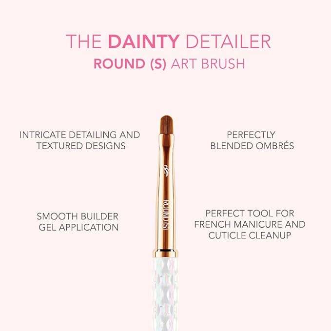 Kiara Sky Nail Art Brush | S Round | Perfect for french manicure & cuticle cleanup