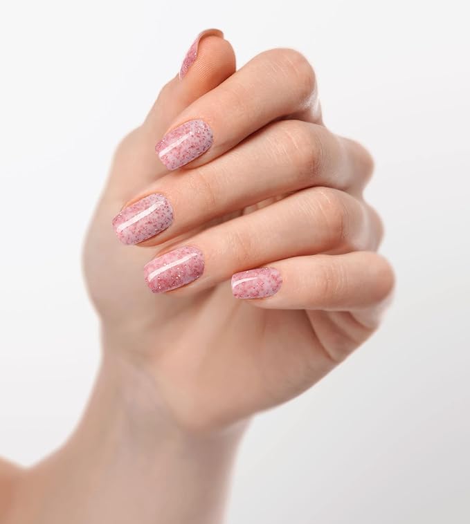 Dan's Nails 15ml Ballet Pink Gold Flakes Rubber Base Gel Coat Color | Soak off UV/LED Lamp for Professional Russian Manicure