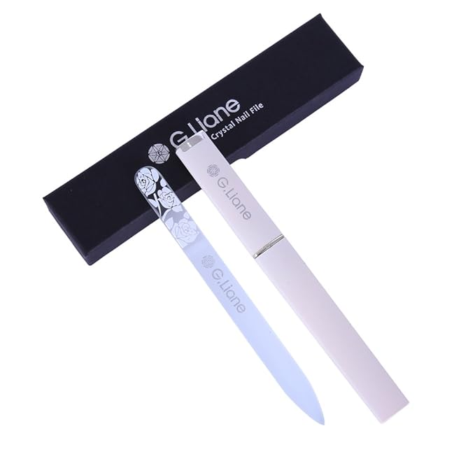 Crystal Nail File-Double Sided Etched Glass Nail Files Manicure Pedicure Tools for Natural Acrylic Gels Nails (Rose White)