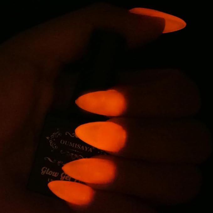 Glow in the dark Clear Gel Polish 10ML semi-clear jelly gel glow orange-red color for halloween nail art design (GP66fCOR)