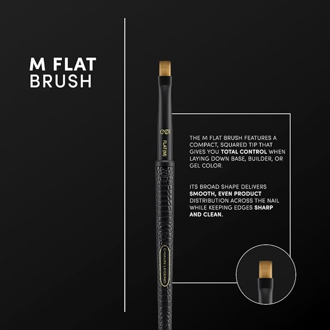 Chaun Legend Nail Art Brush - M Flat (Compact Square tip for base builder or gel)