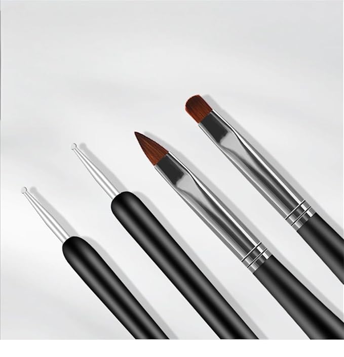 Nail Art Brushes, 6Pcs Nail Art Painting Tools with Nail Art Fine Liner Brush, Nail Design Painting Brushes Set, Builder Gel Brush, Nail Dotting Pen for Gel Polish Manicure Salon DIY, Black