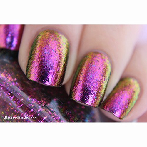 ILNP Neon Rosebud - Fuchsia, Green, Gold Ultra Chrome Color Shifting Flakie Nail Polish
