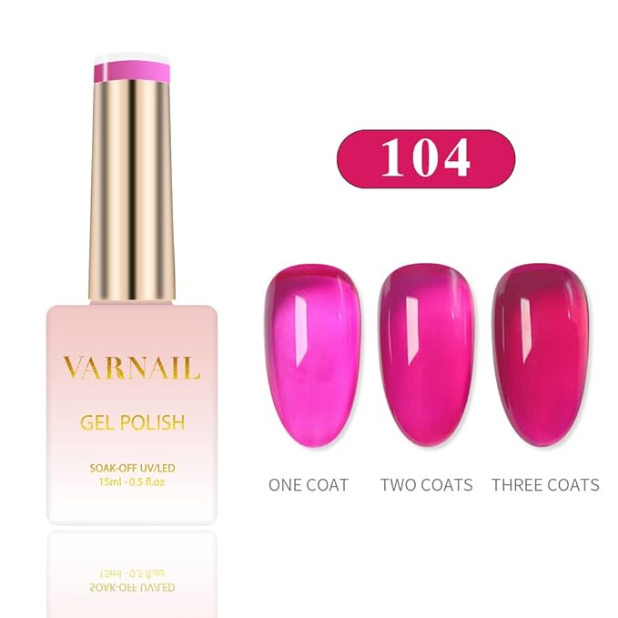 VARNAIL Cyberpunk Jelly Gel Nail Polish Kit 6 Colors 15 ml, Translucent Gel Polish, Salon Quality Soak off UV Light Gel Nail Polish Set