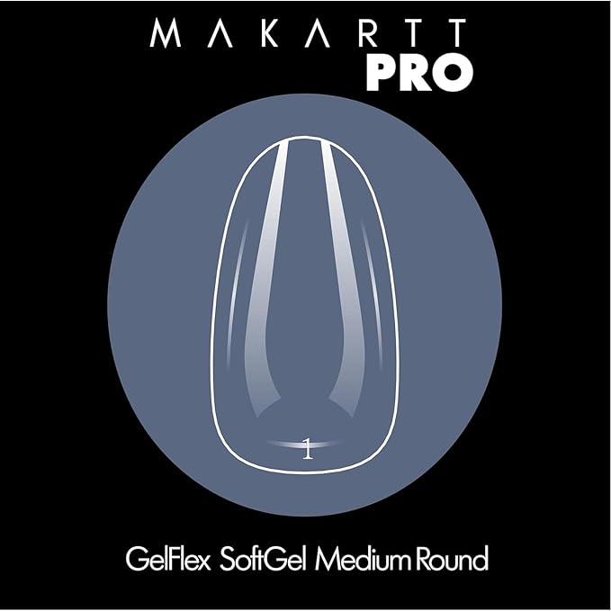 MakarttPro GelFlex Soft Gel Nail Tips 500pc Box – Medium Round Shape – 14 Sizes 00–9 – Clear Soft Gel Tips for Nail Extension – Easy to Apply, Lightweight, Professional Salon Quality