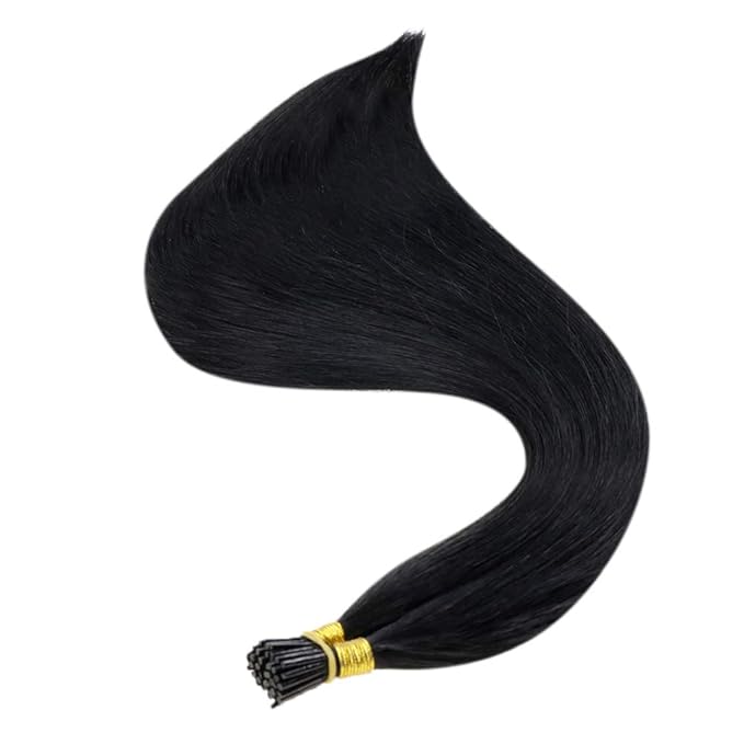 RUNATURE 18 Inch Itip Hair Extensions Human Hair Black Soft Straight Hair I Tip Hair Extensions Remy Real Hair Full Ends Add Hair Length Cold Fusion Long Lasting 50G 60S #1 Jet Black