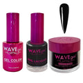 WAVEGEL Soak-Off Gel, Nail Lacquer & Acrylic/Dip Powder Matching Set - Princess Collection - #001 Super Black