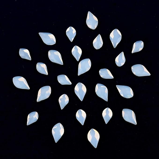 50pcs White Opal Nail Crystals 2 Size Flame Shape Rhinestones Design 480pcs Round Flatback Stones ss3 to ss20 Mix for Nail Art Decoration