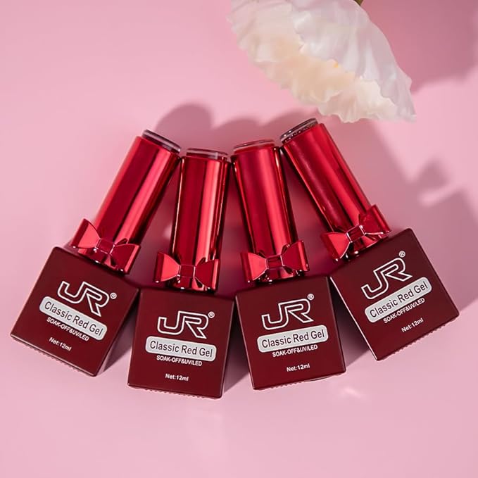JR 12pcs 12ml Deep Red Gel Polish Set Includes Cat Eye Nail Polish Gel Glitter Pearl Gel Nail Polish Kit Salon-Quality Long-Lasting, Chip-Resistant Gel Polish Set for Nail Salon DIY&Professionals