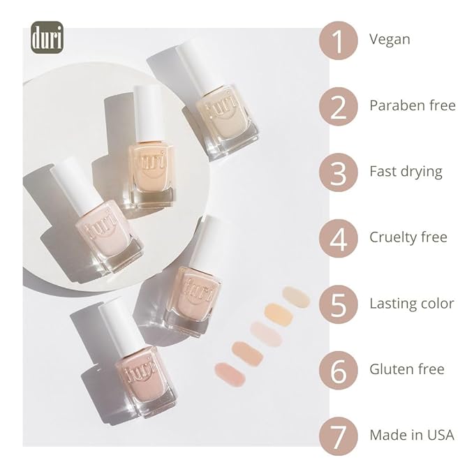duri Nail Polish, 718 Warm Seduction, Warm Pastel Natural Pink, Full Coverage, 0.45 Fl Oz