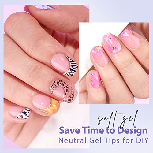 BTArtbox XCOATTIPS Natural Nail Tips - Extra Short Square Press On Nails Pink, Long Lasting Soft Gel Nails False Nail, Soak Off Acrylic Fake Nails Extensions for Nail Art DIY Women