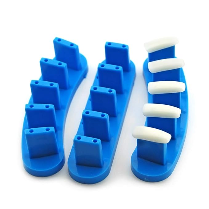 3 pcs False Nail Art Tips Practice Display Stand Tool with 10 pcs False Nail Tips for Gel Nail Polish DIY Nail Training Tools (Blue)