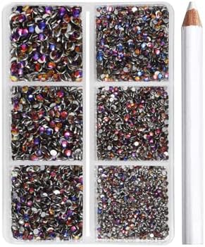 Beadsland 7200pcs Flatback Rhinestones,Blue Rhinestone Nail Gems Round Crystal Rhinestones for Crafts,Mixed 6 Sizes with Wax Pencil Kit, SS3-SS10,Blue Volcano