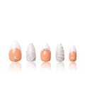 LOVFUL Press on Nails As Angel French Tip | Handmade with Full Covered Crystals | Reusable Fake Nails | Almond Regular 1.0 in | H275-S