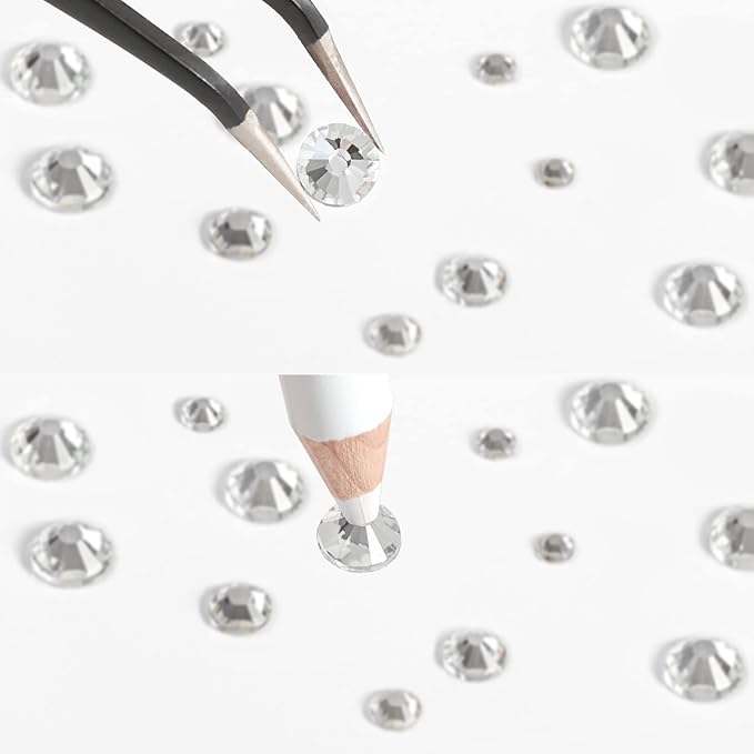 Beadsland Rhinestones for Makeup,8 Sizes 2500pcs Crystal Flatback Rhinestones Face Gems for Nails Crafts with Tweezers and Wax Pencil,Clear,SS4-SS30