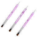 French Brush for Nails Premium 2 Way French Gel Acrylic Nail Art Brush & Dotting Tool ，#12#14#16 Professional French Tip Nail Brush Nail Salon Quality Brush, Nail Dotting Pen (3 Pcs)