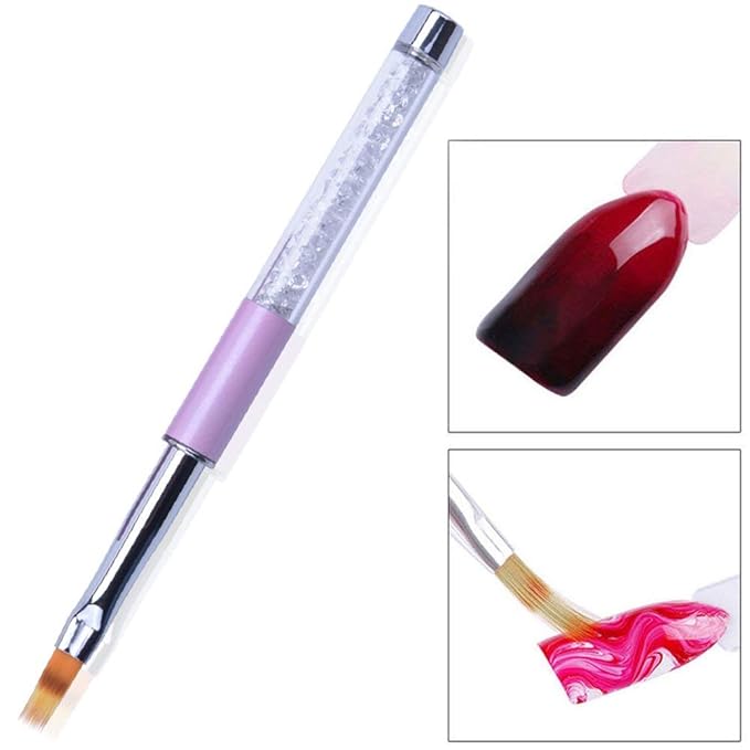 SILPECWEE 3Pcs Acrylic Nail Brush Set UV Gel Nail Ombre Brush Double-Head Sponge Pen Wooden Ombre Nail Art Gradient Painting Brush Manicure Design Tools