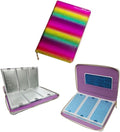 48 Slots Holographic Nail Plates Holder Case Stamping Templates Organizer Retangel Nail Printing Molds Collection Manicure Tool Accessorie-6x12Cm Template Case Rainbow Color