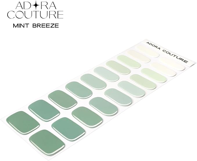 Semi-Cured Gel Nail Strips - 20 Salon-Quality Gel Sticker with UV Light Required, Long Lasting, Easy Application & Removal, Includes Prep Pad, Nail File, Wooden Stick (Green Mint)