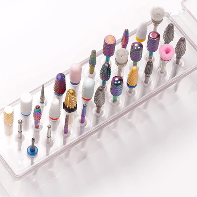 Sturdy Nail Drill Bits Box 30 Hole Storage Case Grinding Head Holder Manicure Tool Display