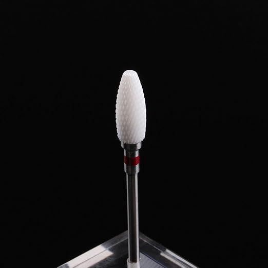 MZCMSL Fine Ceramic Cone Nail Bit, Portable Electric Manicure Drill for Acrylic White Head, 6 x 14.5 mm