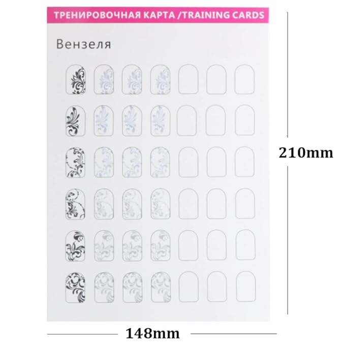 12 Sheets Blank Nail Art Training Cards,Manicure Training Cards for Beginner Lines Painting