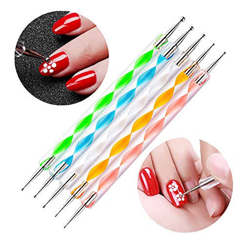 5PCS Dotting Pens with 3 PCS Nail Painting Brushes, Double Ended Brush and Dotting Tool Kit, Nail Art Design Tools
