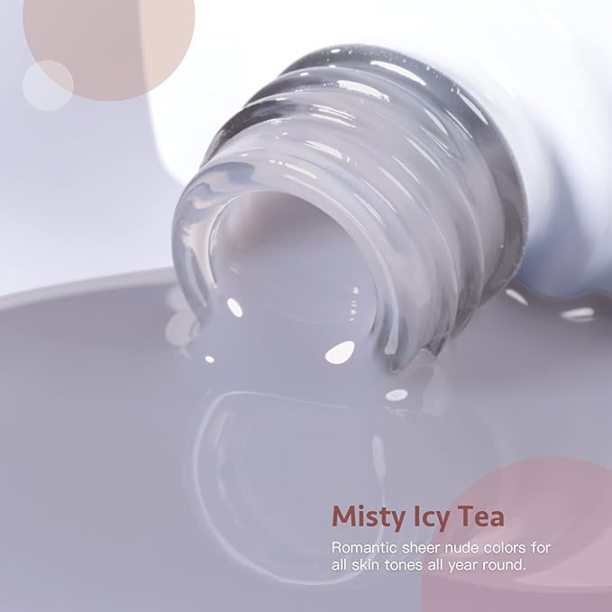 GAOY Jelly Nude Nail Polish Set, 6 Transparent Colors Sheer Brown Grey Soak Off UV Light Cure Gel Polish Kit for Salon and Nail Art DIY at Home