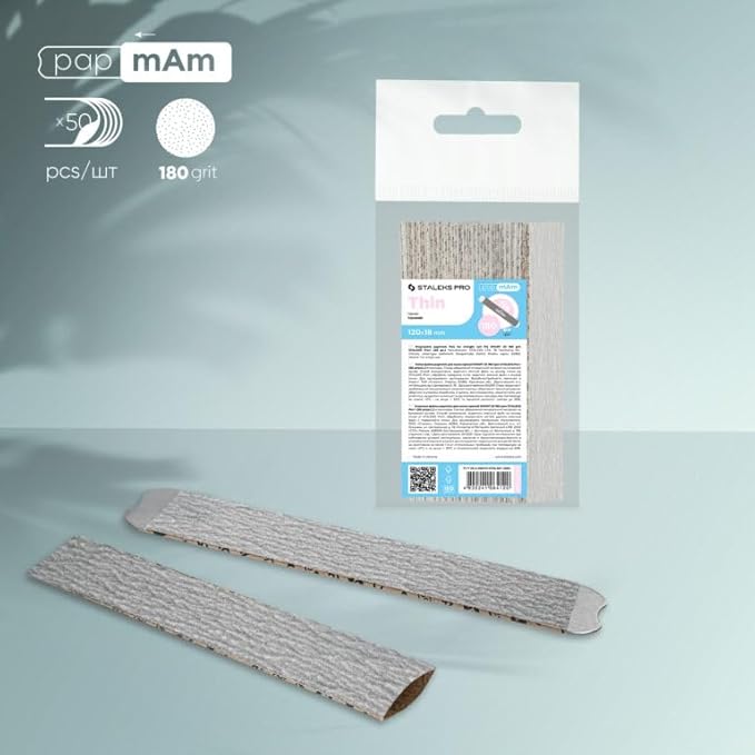 STALEKS PRO Smart 22 PapmAm Disposable Nail Files (240 Grit, 50 Pcs) – Glueless Soft Foam Abrasive Covers with Aluminum Oxide for Nail Polishing & Coating Prep