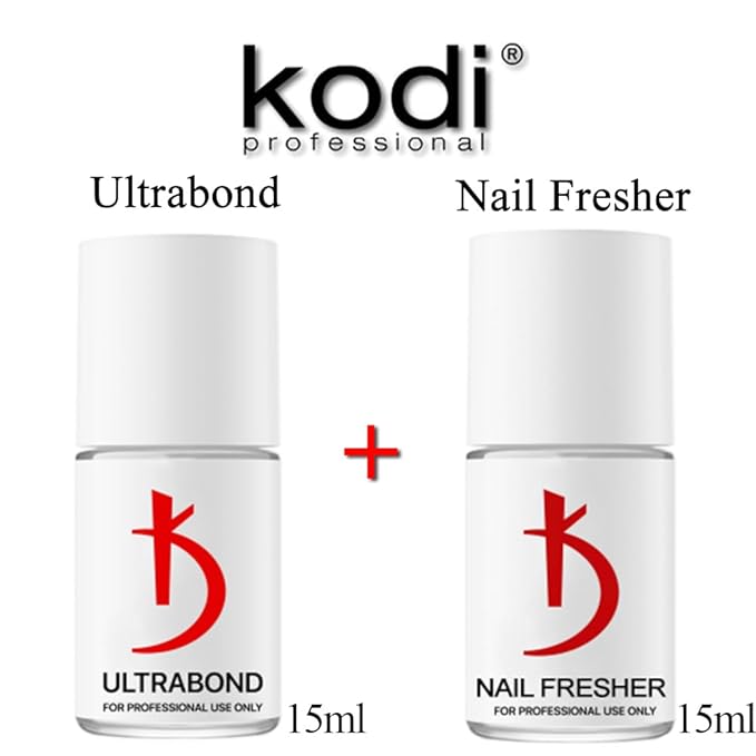 kodi professional Set 2in1 Ultrabond 15ml. (0.5 fl oz) + Nail Fresher 15ml. Gel LED/UV Nail Polish Coat Soak Off Original