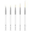 TEOYALL Fine Liner Brush, Nail Art Striping Brushes 5/7/9/11/20mm Thin Line Nail Brush Detail Drawing Brush Gel Nail Polish Brush