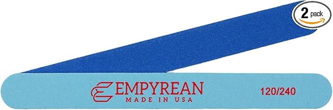 Empyrean Premium Nail Files | Made in USA | Coarse 120/240 Fine | Professionals Choice | Disinfectable Washable Reusable | Blue Nail File