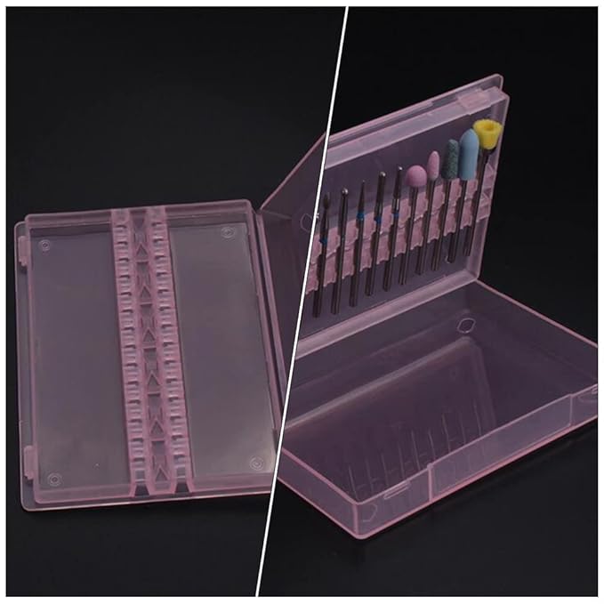 Beaupretty Nail Drill Bits Storage Box 14 Holes Organizer Case for Manicure Polishing Grinding Head Display 4 Pieces Compact Nail Art Tool Holder