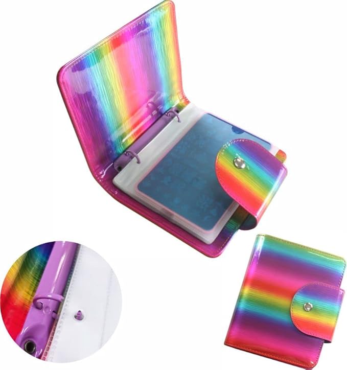 VNC 20 Slots Nail Art Stamp Plate Holder Stamping Plates Storage Bag Cases Rainbow Replaceable XL Plates Big Size 9.5x14.5CM Organizers (D-Rainbow)