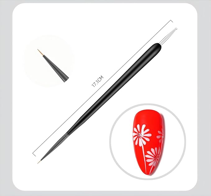Nail Art Brushes, 6Pcs Nail Art Painting Tools with Nail Art Fine Liner Brush, Nail Design Painting Brushes Set, Builder Gel Brush, Nail Dotting Pen for Gel Polish Manicure Salon DIY, Black