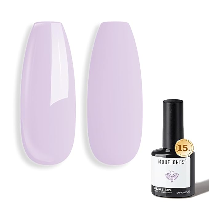 modelones Light Purple Gel Nail Polish Lilac Purple Gel Polish Lavender Pastel Nail Polish Soak Off U V LED Macaron Nail Manicure 15 ML