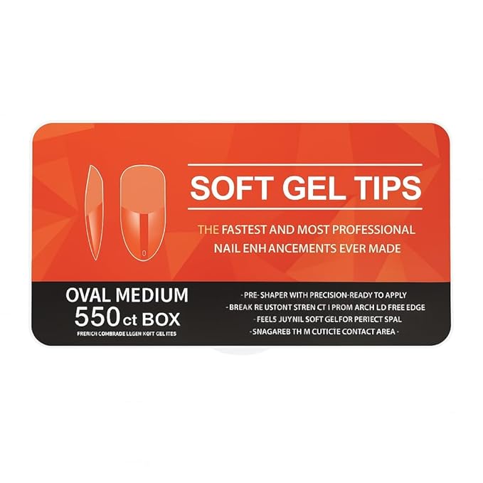 Gel Nail Tips Shape, 550 Pcs Half Matte Pre-Etched Press On False Nails, Full Cover Acrylic Nail Tips Kit for Nail Extensions, DIY Salon Nails. (Oval Medium, Clear)