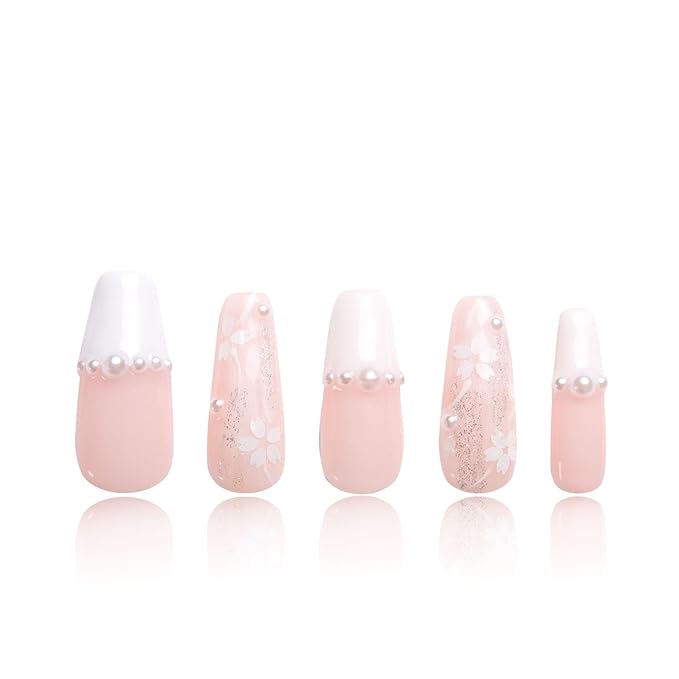 LOVFUL Press on Nails Soft Memory | Handmade with Full Covered Crystals | Reusable Fake Nails | Coffin Classic Regular 1.3 in | H276-L