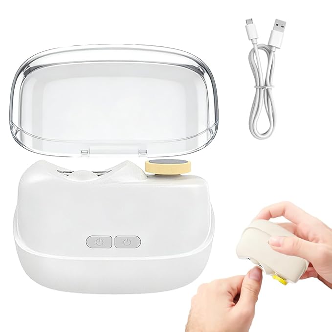 3 in 1 Electric Polishing Automatic Nail Clippers, Electric Nail Trimmer Electric Nail Clipper with Adjustable Speeds,Portable Nail Polisher for Travel (White)