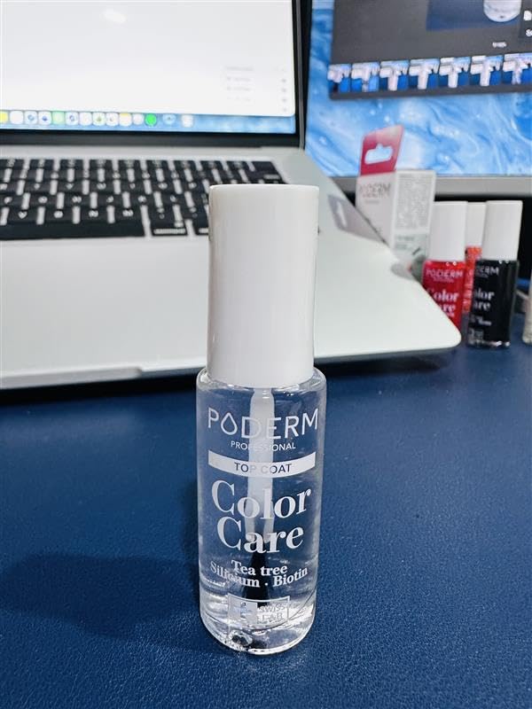 PODERM Nail Polish – Enriched with Tea Tree & Biotin – Improves Nail Appearance – Vegan Formula – For Hands & Feet – Swiss Made (Top Coat)