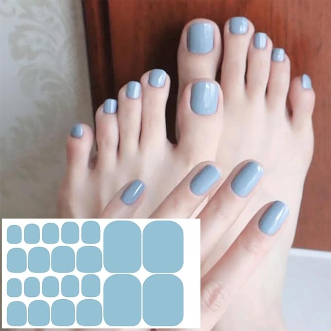 WOKOTO 20 Sheets 440 Pieces Gel Nail Polish Stickers For Toe Nails Art Gel Wraps For Women, Toe Nail Polish Strips Solid Nail Stcikers Full Nail Wraps Toenails Stickers Stick On Nails Polish Wraps