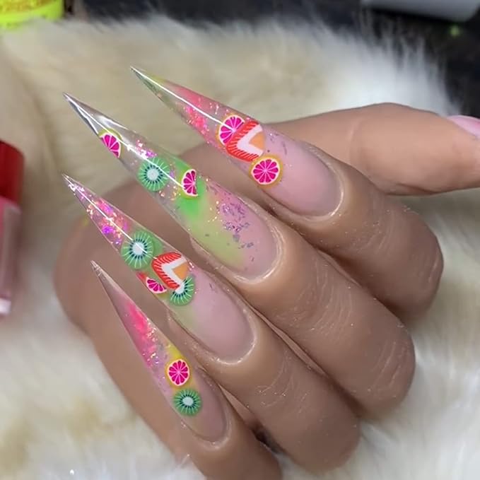 1 Box 20 Styles Fruit Nail Art Slices Assorted Slices for DIY Slime 3D Polymer Slices Resin Making Charms Lemon Strawberry Nail Art Sliders Decors with a Tweezers for DIY Crafts Cellphone Decorations